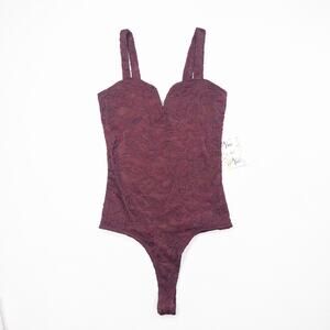 Vine and Valley Maroon Lace Bodysuit - Women's Medium